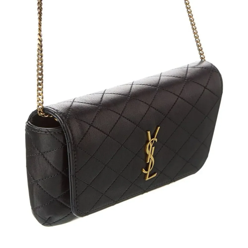 Saint Laurent Gaby Chain Quilted Leather Phone Holder
